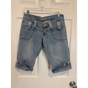 Cielo Jeans Capri Cropped Denim Embellished Pockets Light Wash‎ Size 5